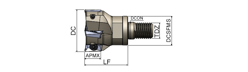 AKKO AEM90-AP S-System Modular End Mill - dimension drawing