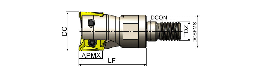 AKKO AEM90-AX S-System Modular End Mill - dimension drawing