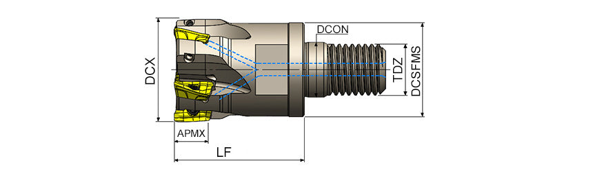 AKKO AEM90-BD S-System Modular End Mill - dimension drawing