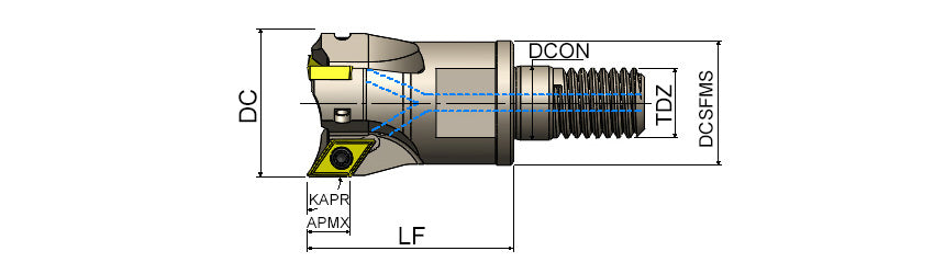 AKKO AEM90-DC S-System Modular End Mill - dimension drawing