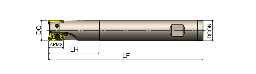 AKKO AEM90-ED S-System End Mill - dimension drawing