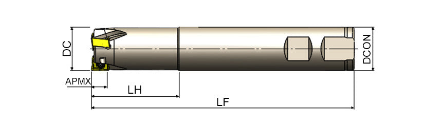 AKKO AEM90-LN10 S-System End Mill - dimension drawing