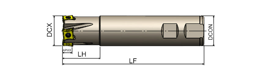 AKKO AEM90-LN11 S-System End Mill - dimension drawing