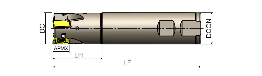 AKKO AEM90-LN15 S-System End Mill - dimension drawing