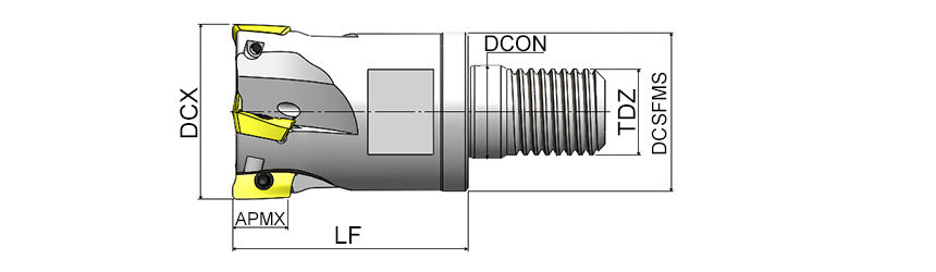 AKKO AEM90-R390 S-System Modular End Mill - dimension drawing