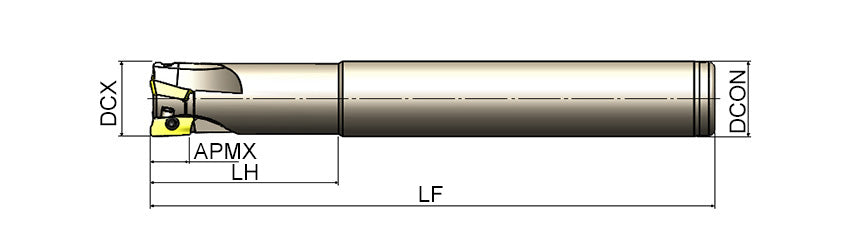 AKKO AEM90-R390 S-System End Mill - dimension drawing
