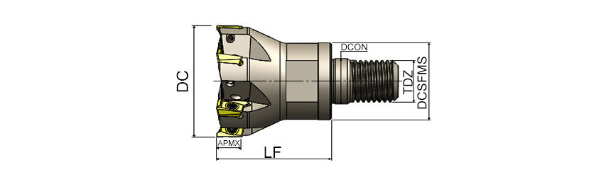 AKKO AEM90-RT S-System Modular End Mill - dimension drawing