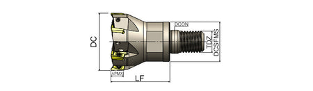 AKKO AEM90-RT S-System Modular End Mill - dimension drawing