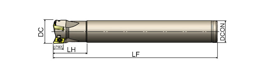 AKKO AEM90-RT S-System End Mill - dimension drawing