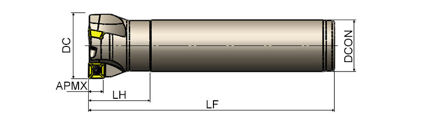 AKKO AEM90-SO S-System End Mill - dimension drawing