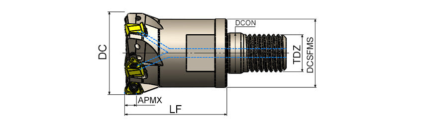 AKKO AEM90-TNG S-System Modular End Mill - dimension drawing