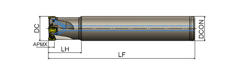 AKKO AEM90-TNG S-System End Mill - dimension drawing