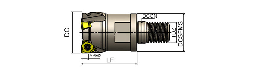 AKKO AEM90-WN S-System Modular End Mill - dimension drawing