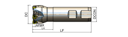 AKKO AEM90-WNG-H S-System End Mill - dimension drawing