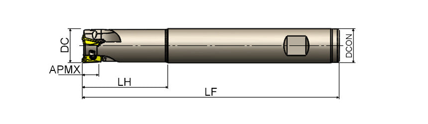 AKKO AEM90-XD S-System End Mill - dimension drawing