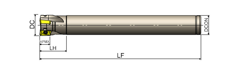 AKKO AEM90-ZC S-System End Mill - dimension drawing