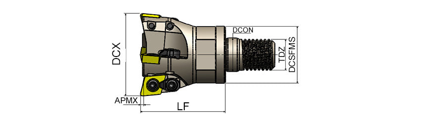 AKKO AEM95-XD S-System Modular End Mill - dimension drawing