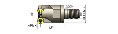 AKKO AEMR-QP S-System Face and Copy Modular End Mill - dimension drawing