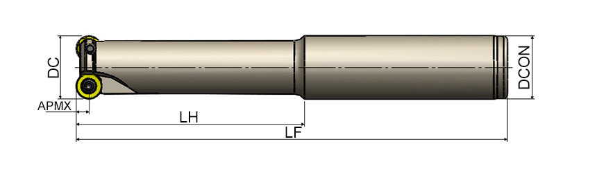 AKKO AEMR-QP S-System Face and Copy End Mill - dimension drawing
