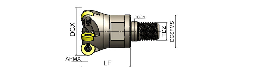 AKKO AEMR-RD S-System Face and Copy Modular End Mill - dimension drawing