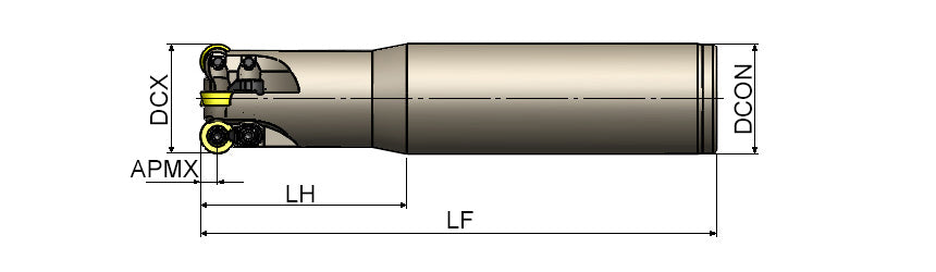 AKKO AEMR-RD S-System Face and Copy End Mill - dimension drawing