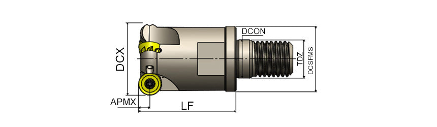 AKKO AEMR-RP-Z03 S-System Face and Copy Modular End Mill - dimension drawing