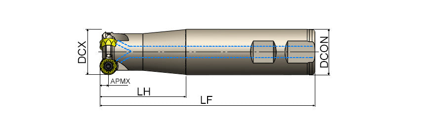 AKKO AEMR-RP S-System Face and Copy End Mill - dimension drawing