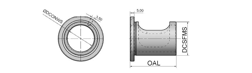 AKKO AET Eccentric Adaptor for ATUM Drills - dimension drawing