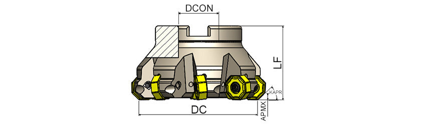 AKKO AFM44-ON Face Mill - dimension drawing