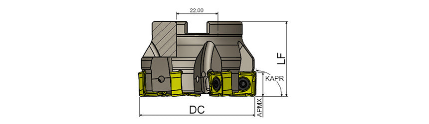 AKKO AFM89-SN Face Mill - dimension drawing