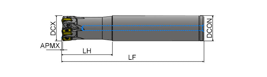 AKKO AHFM-BN S-System High Feed End Mill - dimension drawing