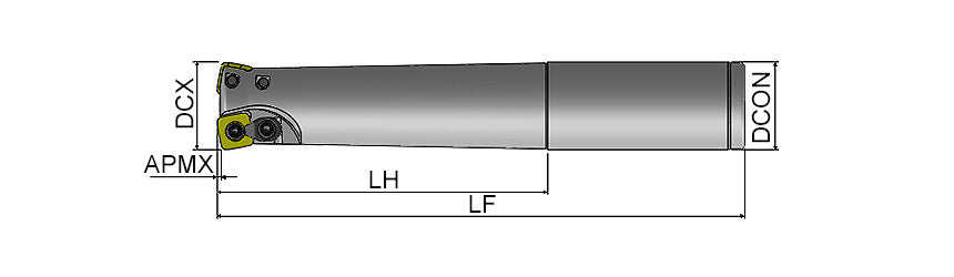 AKKO AHFMC-SD S-System High Feed End Mill - dimension drawing