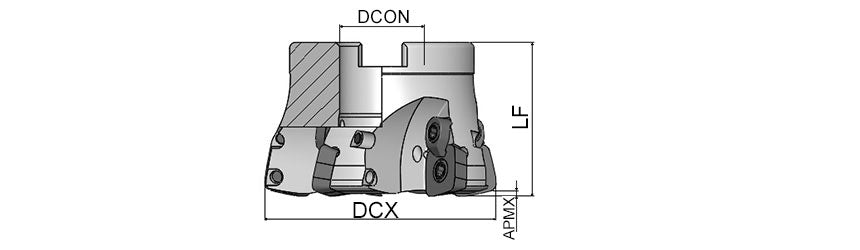 AKKO AHFMC-SD High Feed Face Mill - dimension drawing