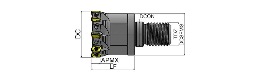 AKKO AHFM-ED S-System High Feed Modular End Mill - dimension drawing