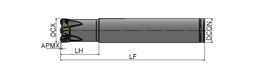 AKKO AHFM-EN S-System High Feed End Mill - dimension drawing