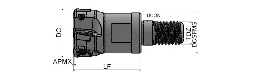 AKKO AHFM-EP S-System High Feed Modular End Mill - dimension drawing