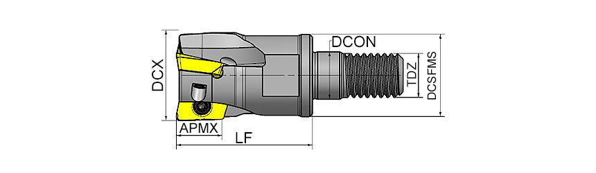 AKKO AHFM-JD S-System High Feed Modular End Mill - dimension drawing