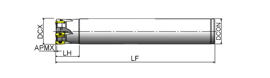 AKKO AHFM-LN S-System High Feed End Mill - dimension drawing