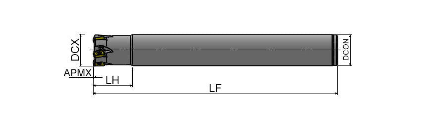 AKKO AHFM-LO S-System High Feed End Mill - dimension drawing