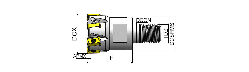 AKKO AHFM-LO S-System High Feed Modular End Mill - dimension drawing