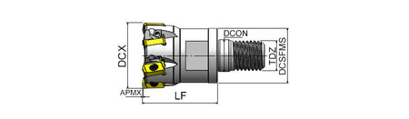 AKKO AHFM-LO S-System High Feed Modular End Mill - dimension drawing