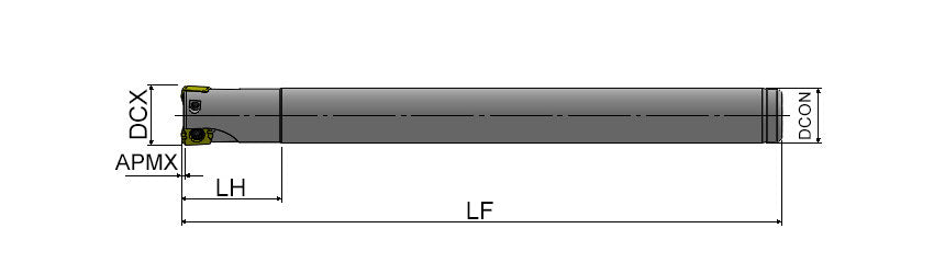 AKKO AHFM-LP S-System High Feed End Mill - dimension drawing