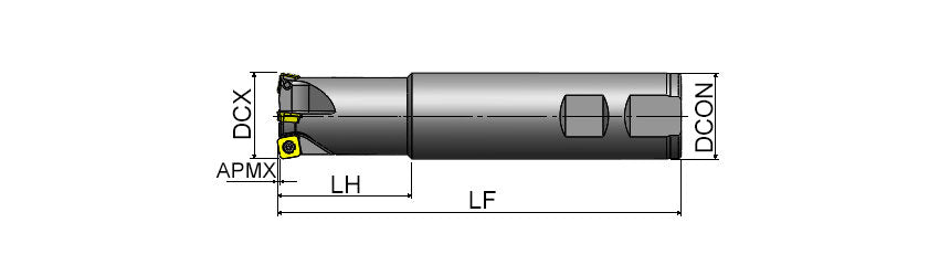 AKKO AHFM-SO S-System High Feed End Mill - dimension drawing
