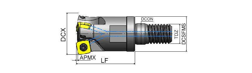 AKKO AHFM-SO0803 S-System High Feed Modular End Mill - dimension drawing