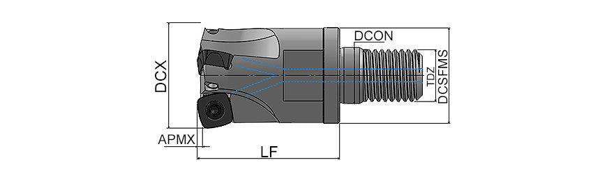 AKKO AHFM-SP1004 S-System High Feed Modular End Mill - dimension drawing