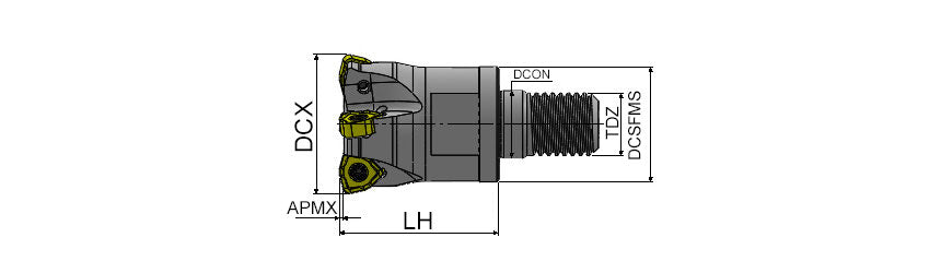 AKKO AHFM-WN S-System High Feed Modular End Mill - dimension drawing