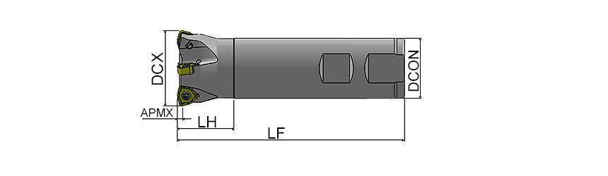 AKKO AHFM-WN S-System High Feed End Mill - dimension drawing