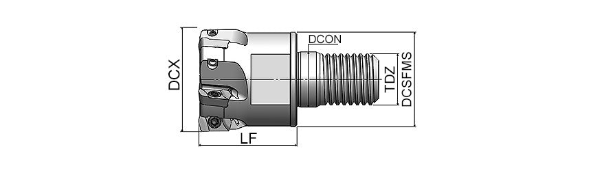 AKKO AHFM-YP S-System High Feed Modular End Mill - dimension drawing