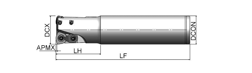 AKKO AHFMC-JD S-System High Feed End Mill - dimension drawing