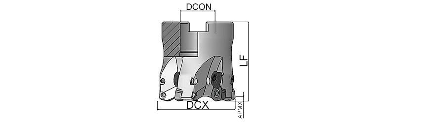 AKKO AHFMC-WD-1 High Feed Face Mill - dimension drawing